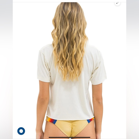 Aviator Nation Heart Print Boyfriend Tee in vintage white and pink, M, NWT! - Picture 2 of 9